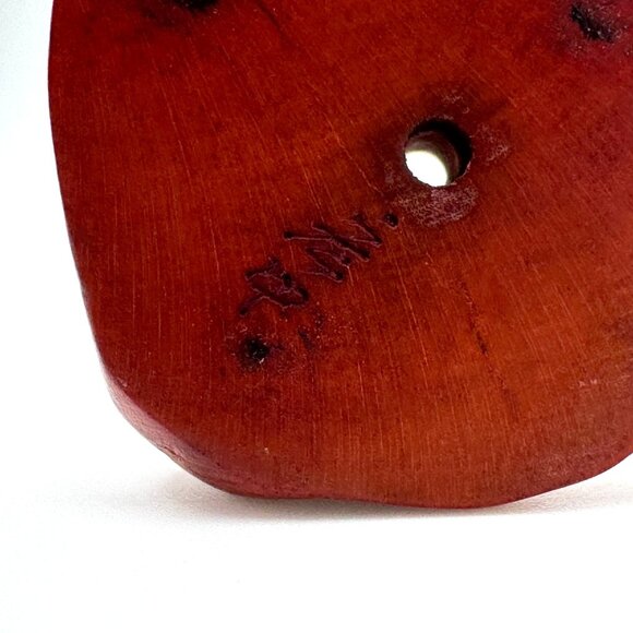 Ojime Bead Netsuke Mermaid Seated on Rock Hand-Carved Boxwood Signed Figurine - Picture 5 of 9